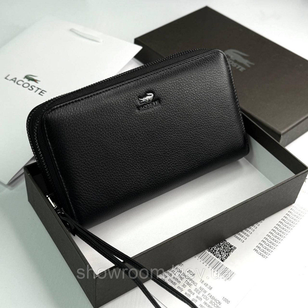 Кожаный брендовый кошелек клатч на два отделения Lacoste (6614) Киев - изображение 1
