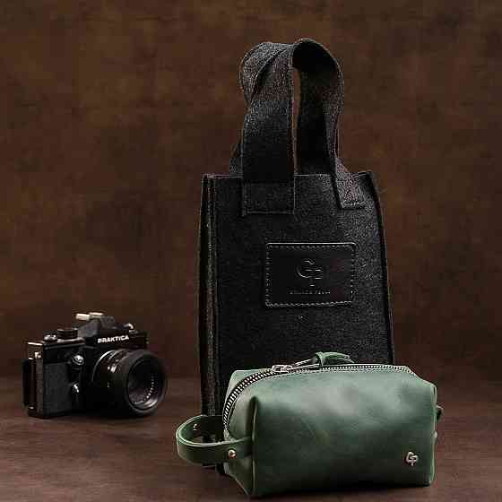 Кожаная косметичка унисекс GRANDE PELLE 11571 Зеленый Киев