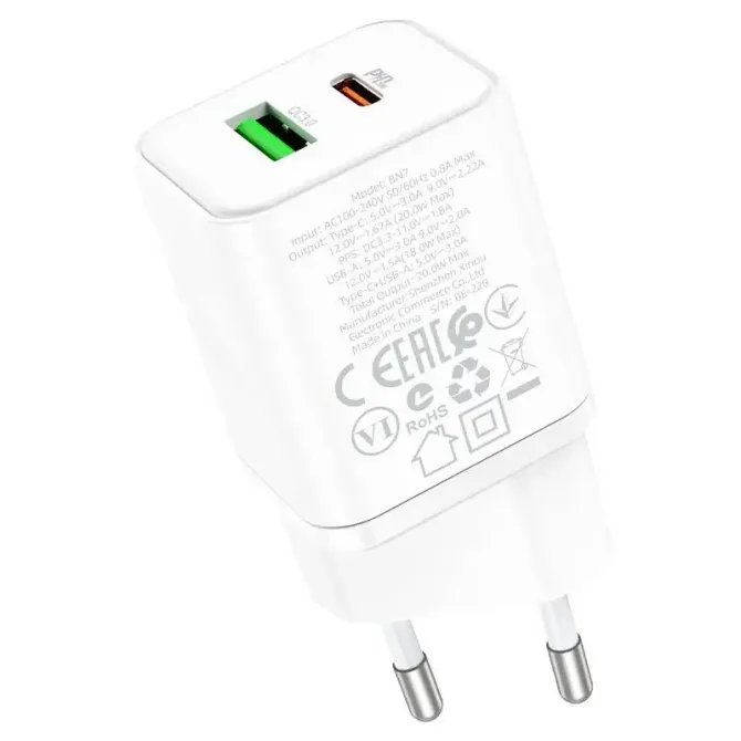 Borofone BN7 зарядний пристрій 220В 20Вт QC3.0 з USB виходом – швидка безпечна зарядка смартфонів і гаджетів Одеса - фото 12