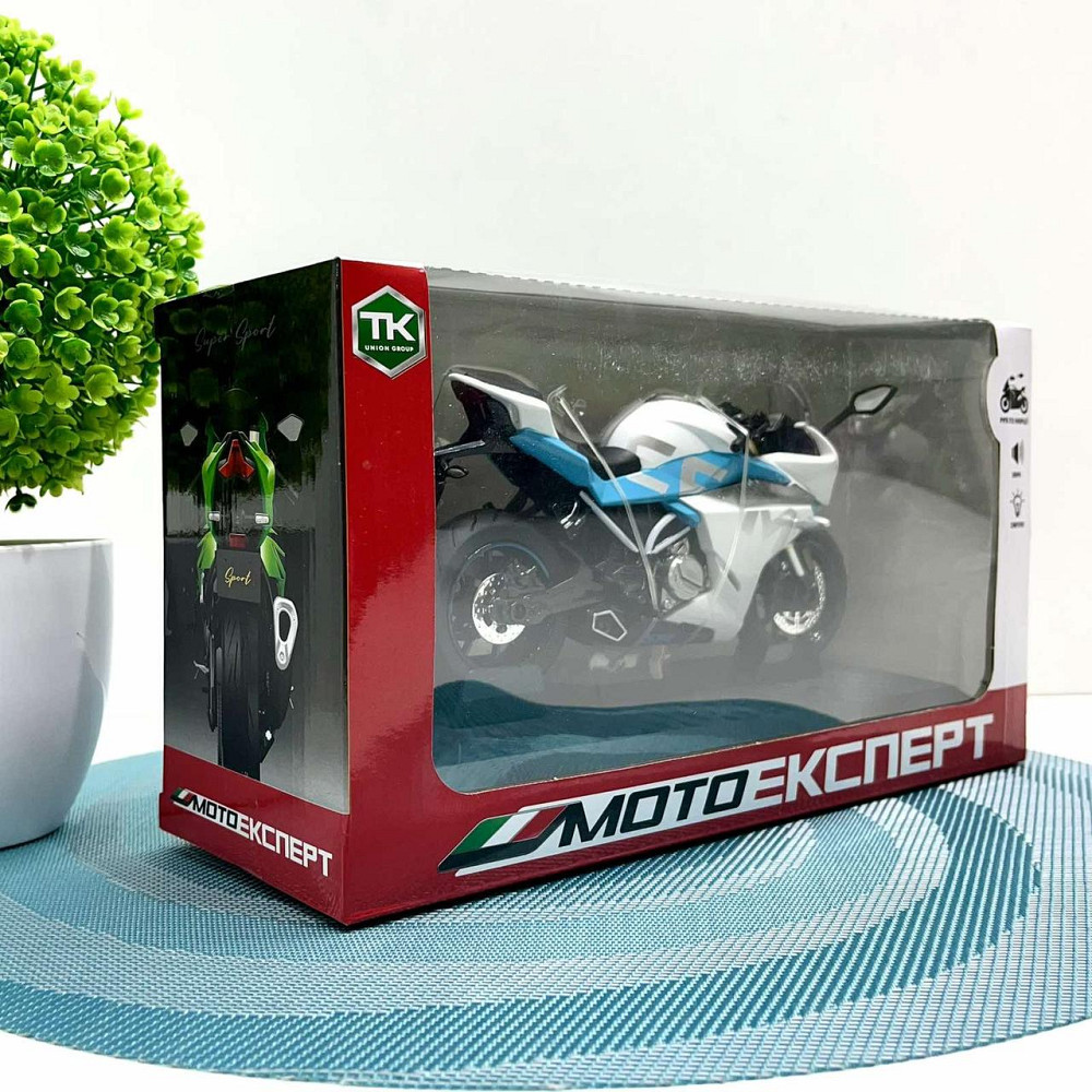 Мотоцикл металопластиковий звуки підсвічування гумові шини рухомі елементи 1:12 Білий (BG 36-480) Чернігів - фото 9