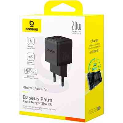 Зарядное устройство Baseus Palm Fast Charger C+U 20W black (P10111608113-00) Винница