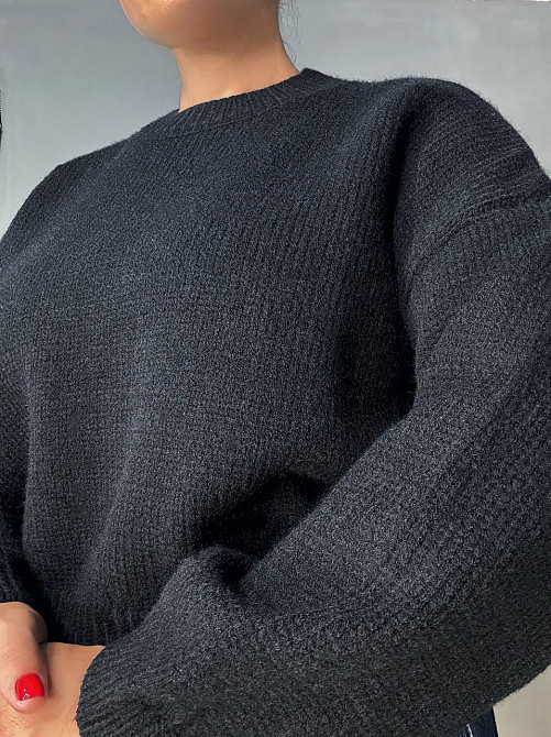 Светр жіночий Fancy Matinee 539 оверсайз однотонний, чорний, one size Київ - фото 5