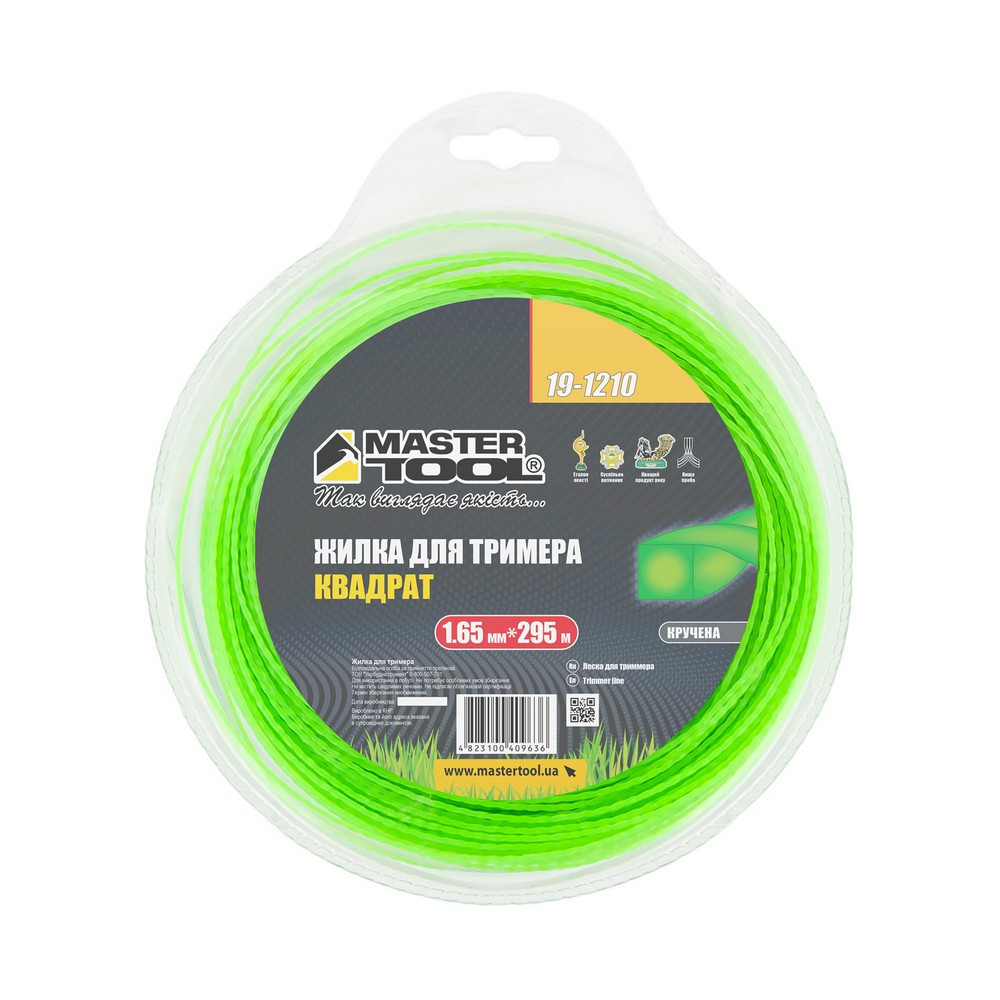 Жилка для тримера MASTERTOOL КВАДРАТ КРУЧЕНИЙ 1,65 мм 295 м блістер 19-1210 Коломия - фото 2