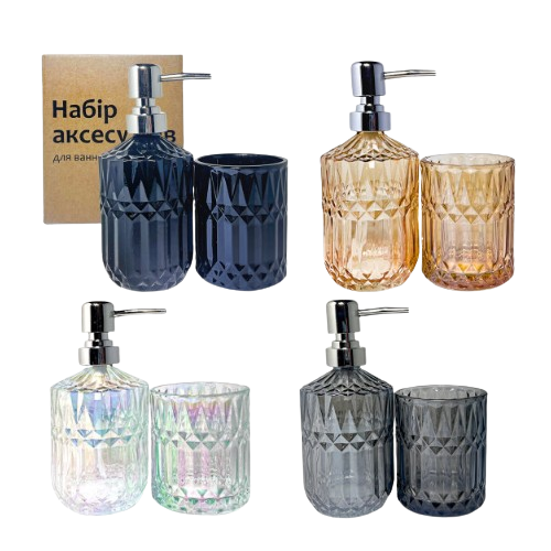 Набір для ванної кімнати 2в1 (дозатор 360мл + підставка для зуб.щітки 300мл) 888-167 S&T
    
            
                Набір для ванної кімнат Житомир - фото 1