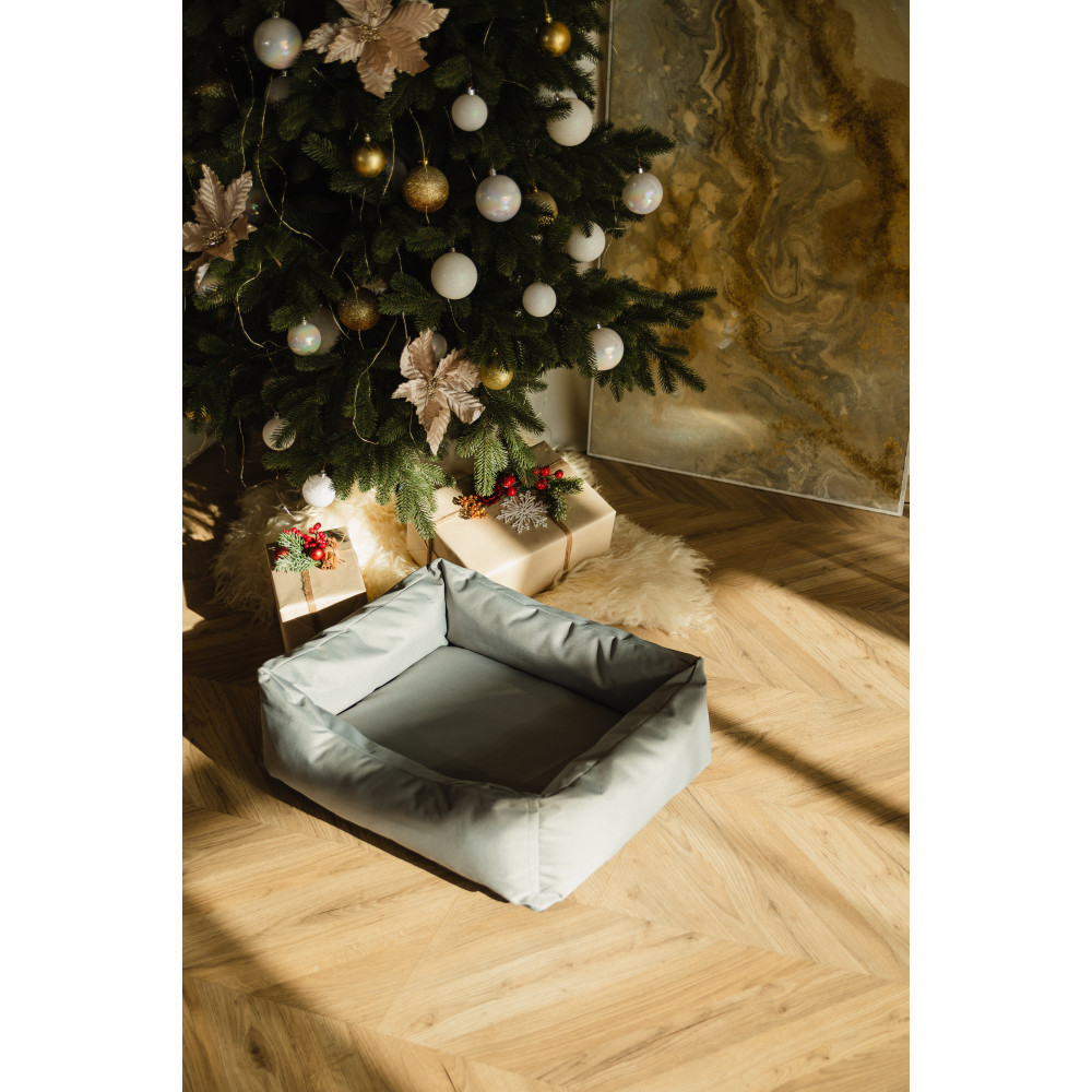 Водоотталкивающий лежак со съемным чехлом и двухсторонней меховой подушкой Incor Серый M (60/50/18) Киев - изображение 7