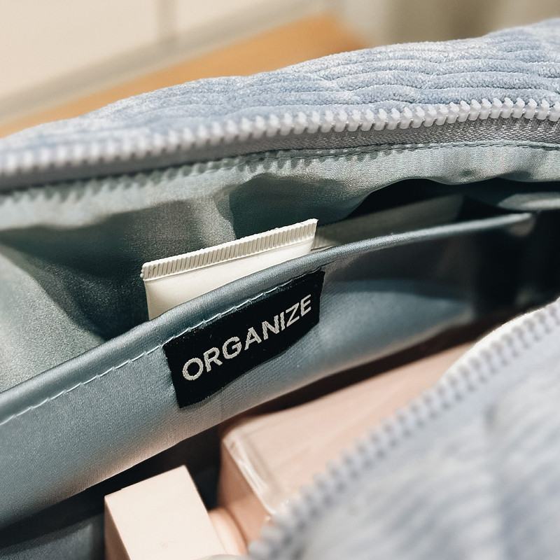 Большая женская вельветовая косметичка 24x13x13 см (Голубой) Сумы - изображение 3