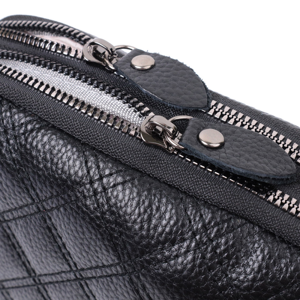 Жіноча сумка прошита ромбами на лицьовій стороні з натуральної шкіри Vintage 22807 Чорний Київ - фото 6