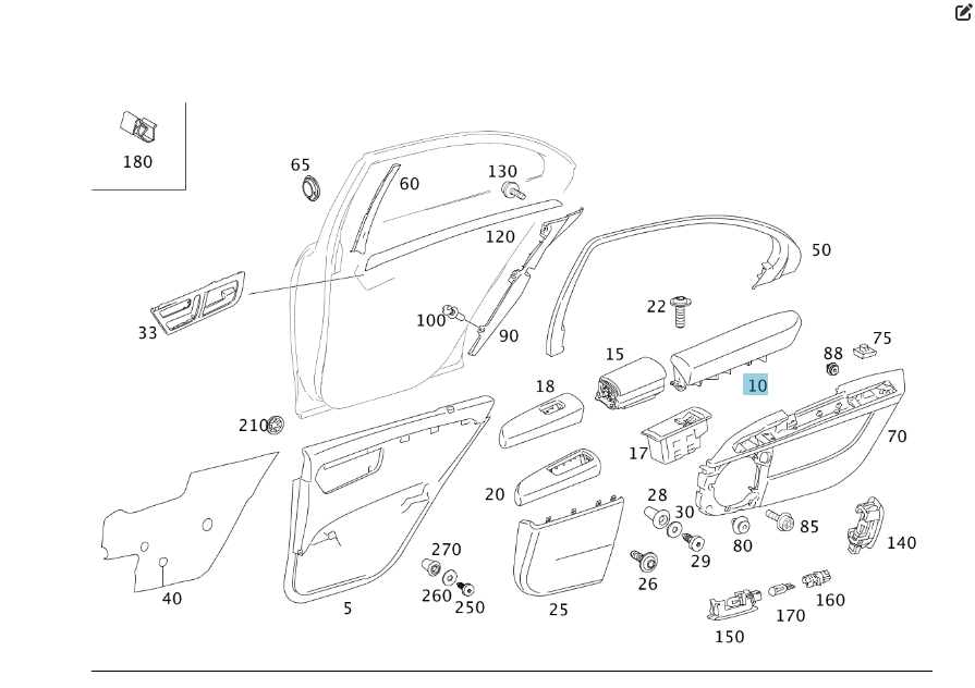 Mercedes-Benz  A2217300194 7J17 Сірий шкіряний підлокітник задніх лівих дверей S-class short W221 Одеса - фото 2