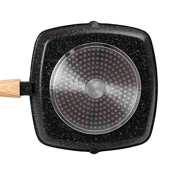 Сковорода-гриль 28 см з кришкою, квадратна, чорна Київ