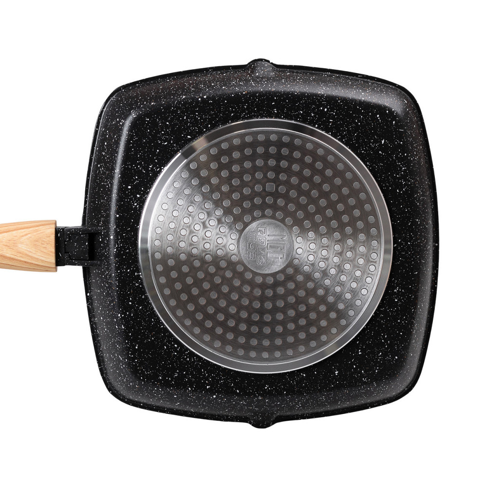 Сковорода-гриль 28 см з кришкою, квадратна, чорна Київ - фото 1