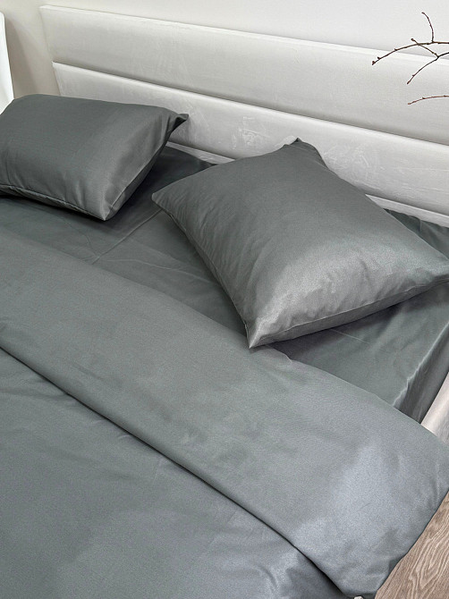 Комплект наволочок Ecotton 70х70 см 2 шт темно-сірого кольору Nid Grey Коломия - фото 3