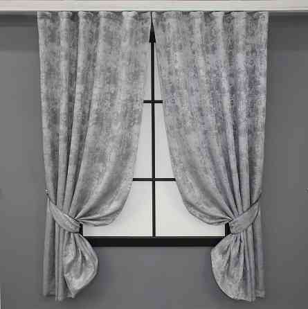 Комплект коротких штор VR-Textil Жакард Sultan XO № 1124ш Жакард Світло-сірий 130х170 см 2 шт (35-0118) Київ