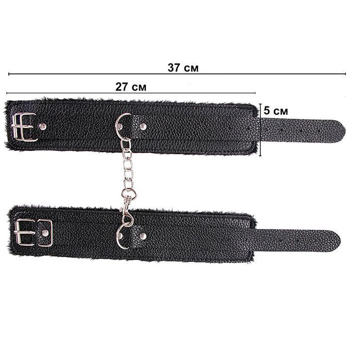 Шкіряні наручники з хутром - Чорний - Садо-мазо Вінниця - фото 2