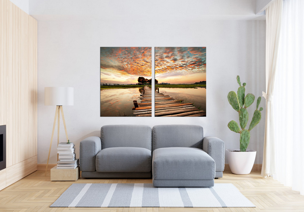 Модульная картина в гостиную / спальню Озеро захід сонця  TLV-2_017 90x132  см Киев - изображение 3