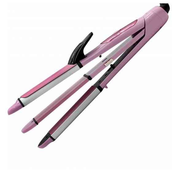 Випрямляч для перукарень GEMEI GM-2966 3 в 1, Випрямляч для волосся прямий, Професійна праска FH-24 Львів