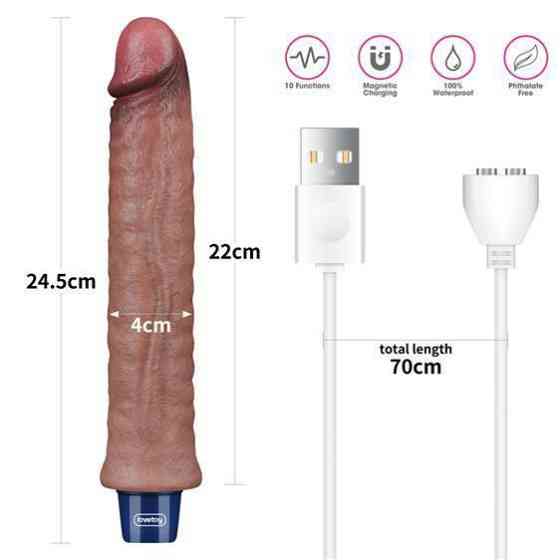 Вібратор - Real Softee Rechargeable Silicone Vibrating Dildo 9.5" Sex Aura Київ