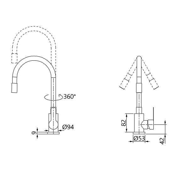 Смеситель для кухни Brinex Pure 015F3 с гибким изливом   Nickel/Grey BRIPUR015F3NKG Киев