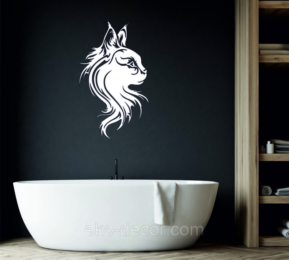 Декоративное настенное Панно «Кот» Декор на стену 70*42 см, Белый Киев - изображение 4