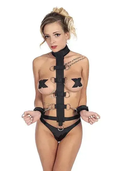 Регульований ремінь для шиї і зап'ясть Fetish Tentation Harness Straps for Neck з маскою на очі Львів - фото 1
