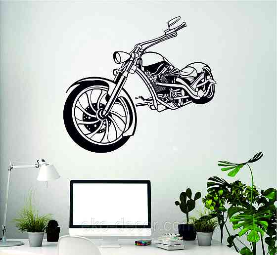 Декоративное настенное Панно «Мотоцикл» Декор на стену 90*100 см, Черный Киев