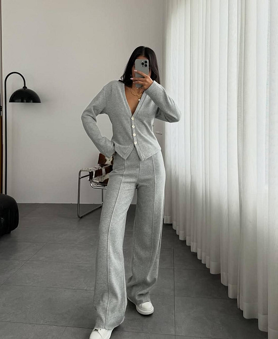 Женский стильный костюм из мягкой ангоры Серый, 46/48 Одесса - изображение 1