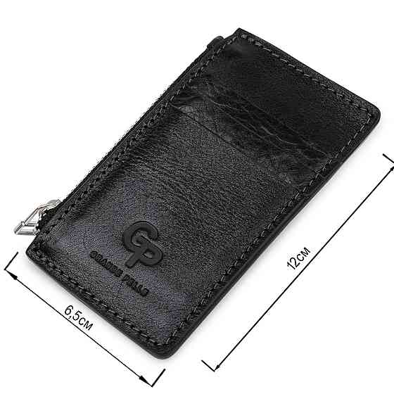 Шкіряний невеликий картхолдер GRANDE PELLE 11399 Чорний Київ