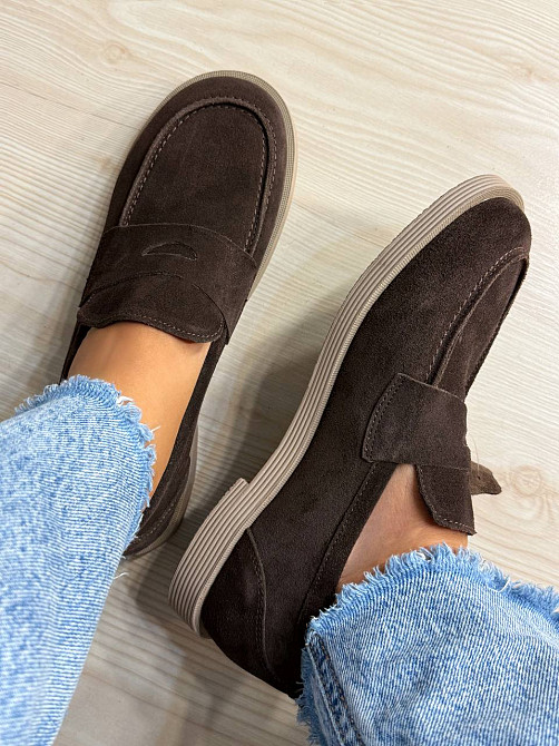 Туфлі жіночі Hengji 588-4 замшеві лофери коричневі, 38, 24 см Київ - фото 16