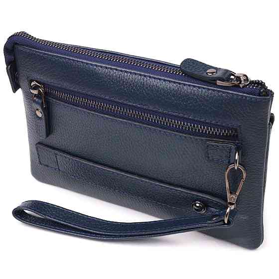 Оригінальний чоловічий клатч із натуральної шкіри Синій (CANPELLINI) Київ