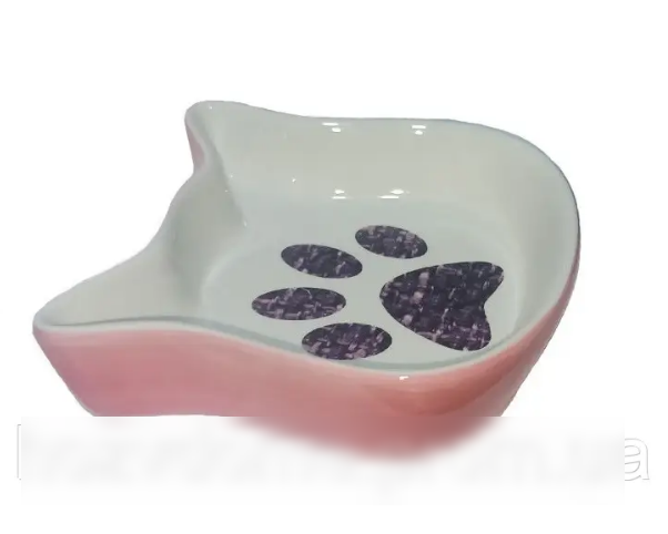 Миска керамическая в виде Мордочки с ушками Лапки 13,6*13,5*3см ZooMax Киев - изображение 1