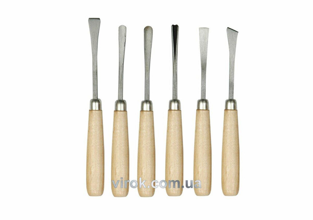 Стамески фігурні VOREL з дерев. ручкою, (набір) 6 шт. [15/60] Одеса - фото 1