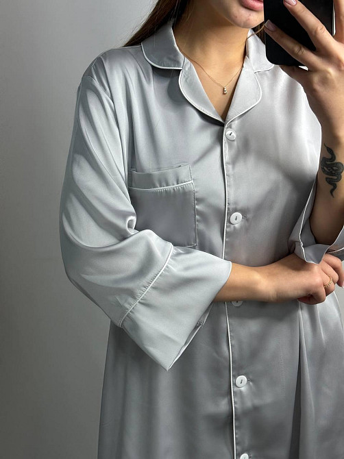 Женская ночная рубашка удлиненная шелковая S Серебренный Харьков - изображение 4