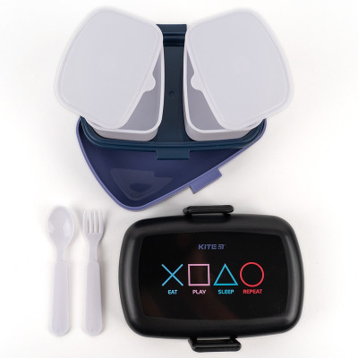 Ланч-бокс детский Kite с наполнением 1150 мл, черный (K23-180-3) Винница - изображение 6