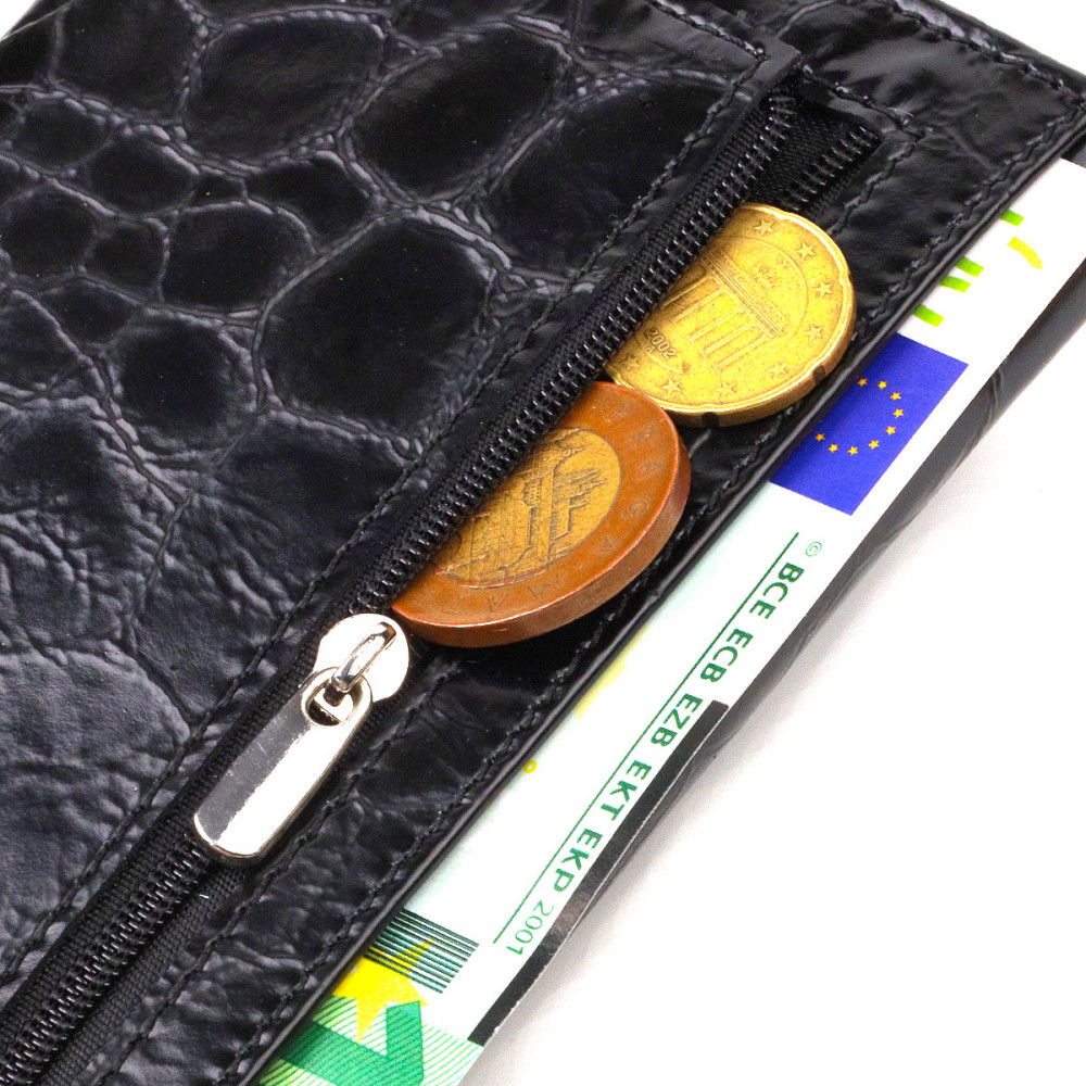 Необычный женский кошелек из натуральной фактурной кожи Черный (CANPELLINI) Киев - изображение 1