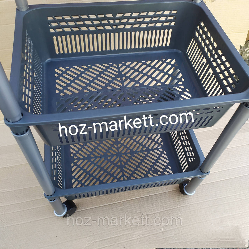 Полочка на колесиках пластиковая для ванны и кухни  4 яруса. Полка серая Харьков - изображение 3