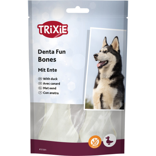 Лакомство Trixie Denta Fun Duck Chewing Bones для собак Косточка для чистки зубов с уткой 10 см 70 г/2 шт Киев - изображение 1