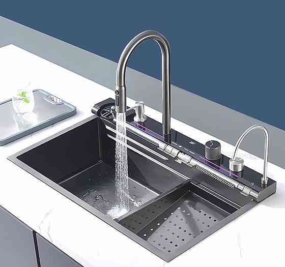 Кухонная раковина водопад Willda,кухонная мойка водопад темно-серая 75х46х22 (978397066) Киев