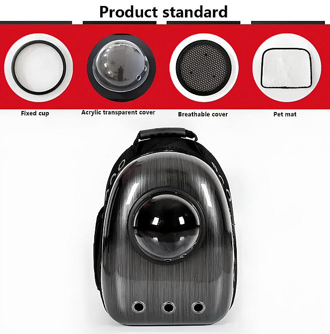 Рюкзак для транспортування кішок та собак RESTEQ, що дихає рюкзак для домашніх тварин з ілюмінатором Київ - фото 3