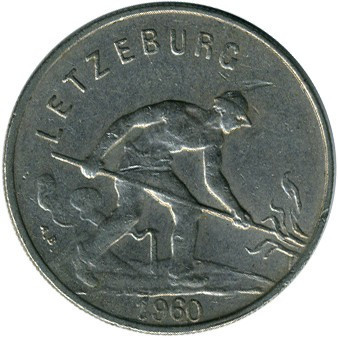 Монета 1 франк. 1960 год, Люксембург. Полтава - изображение 1