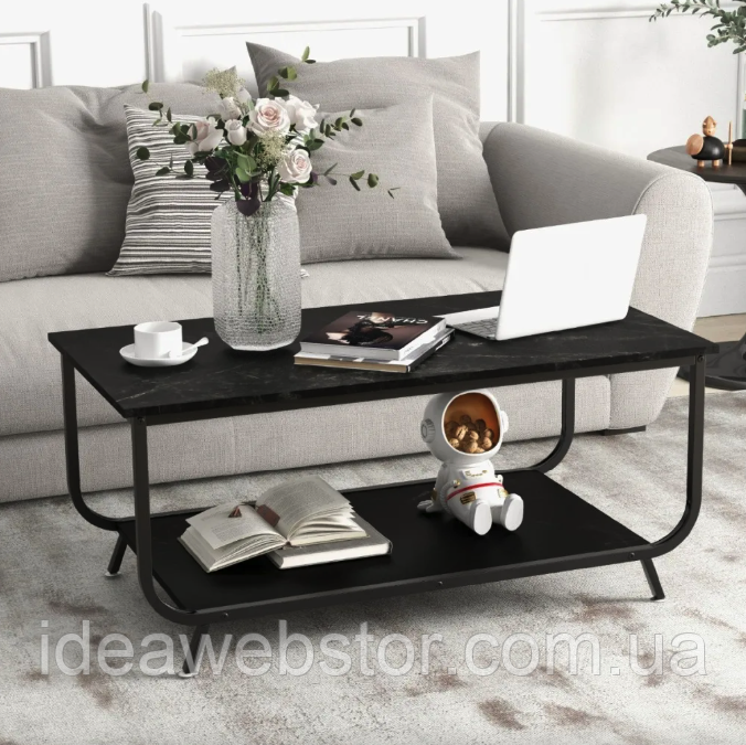 Журнальный столик Costway Marble черный маленький современный гостиную спальню комнату Киев - изображение 7