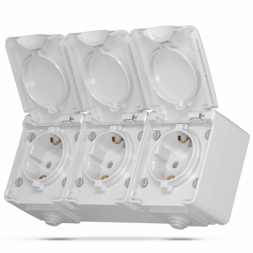 BINERA сірий Розетка зовнішня 3-а із заземленням IP65 Videx Житомир - изображение 1