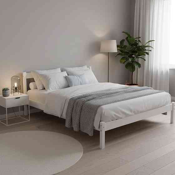 Двоспальне дерев'яне ліжко Mebigrand MG01 Білий RAL 9003 160х200 см (MBG-21875) Дніпро