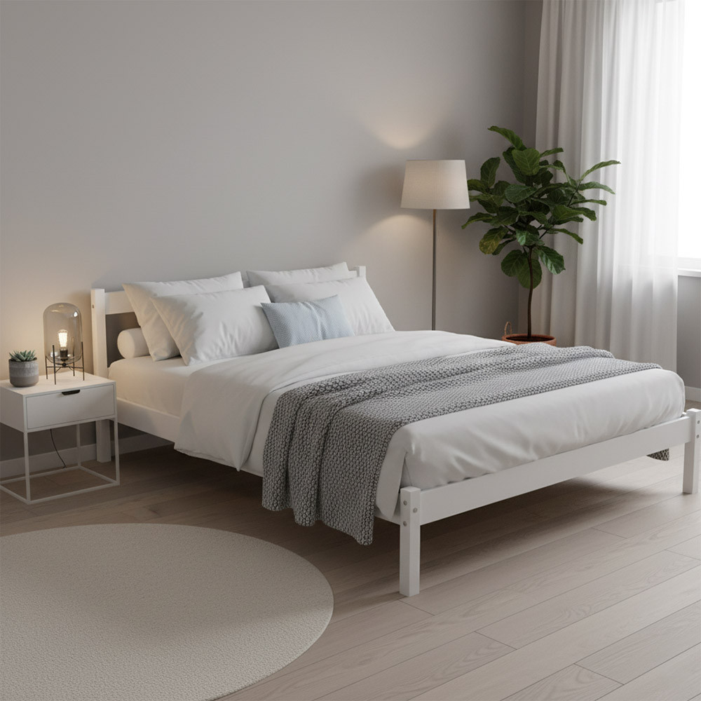 Двоспальне дерев'яне ліжко Mebigrand MG01 Білий RAL 9003 160х200 см (MBG-21875) Дніпро - фото 1