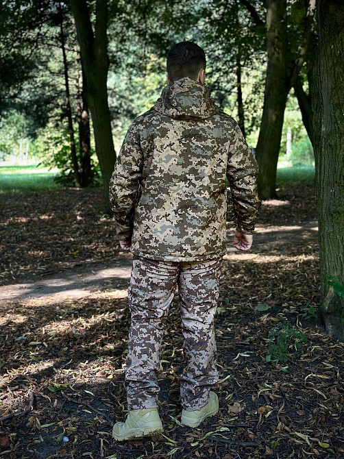 Чоловіча армійська демісезонна куртка піксель Soft Shell на Omni-Heat, військова куртка з капюшоном Львів - фото 9