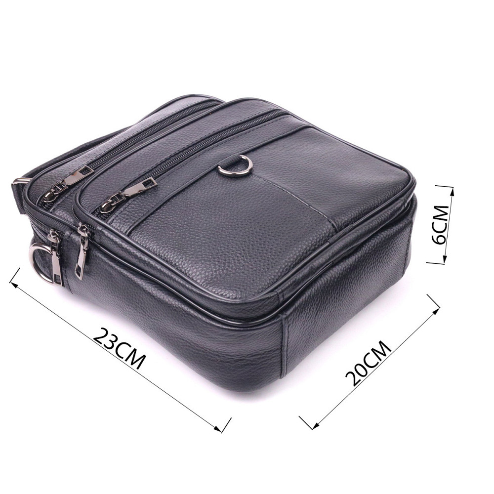 Качественная мужская сумка из натуральной кожи 21278 Vintage Черная Киев - изображение 9