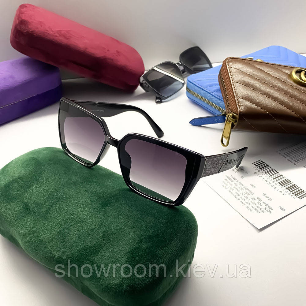 Жіночі брендові сонцезахисні окуляри GG (39160) black Київ - фото 1