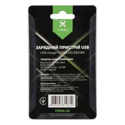 Зарядний пристрій Vinga 2 Port USB Wall Charger 2.1A (VCPWCH2USB2ABK) Вінниця