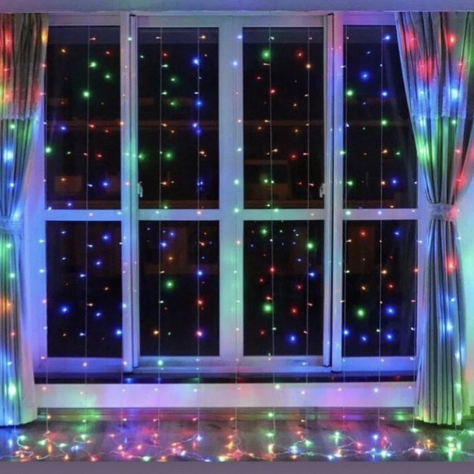 Гирлянда штора Водопад 3х2 м 400 LED (прозрачный шнур, с переходником) Мульти свет Винница - изображение 4