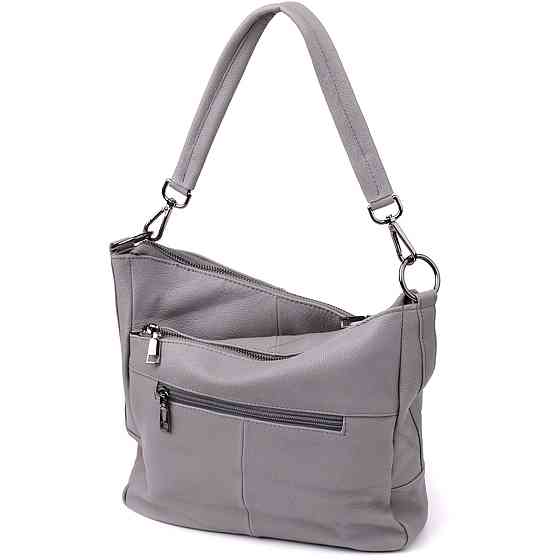 Женская сумка с двумя ремешками из натуральной кожи Vintage 23054 Серый Киев
