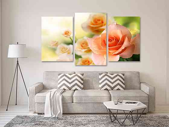 Модульна картина у вітальню/ спальню Троянди Art-539_3 Київ