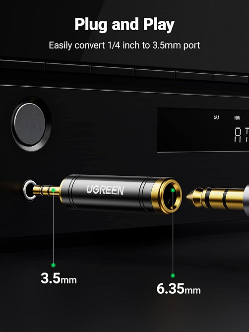 Переходник 3.5 на 6.35 (6.5) мм UGreen AV168 HIFI Audio 60711 (Черный) Николаев - изображение 6